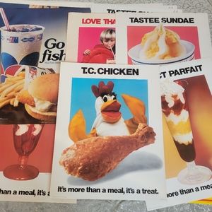 HUGE Lot 45 Vintage 70s Retro Tastee Freez Advertising Poster Banner Sign Diner